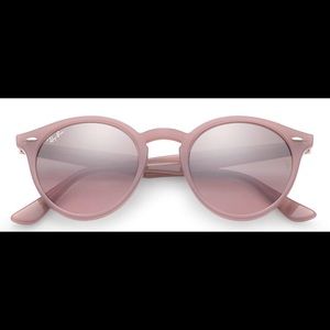 Round pink Ray-Bans, silver/pink mirrored lenses